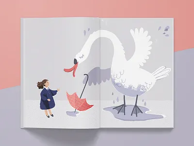 Children's book drawing animal drawing character children book children book illustration design digital illustration illustration limited color palette swan