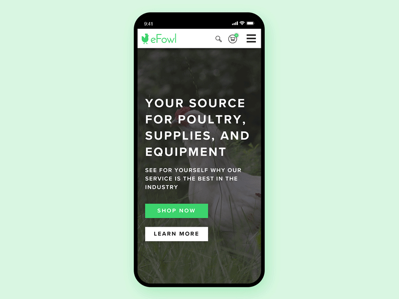 Efowl Mobile Menu Animation chicken fowl gif layer menu mobile mockup navigation overlay ux website website builder