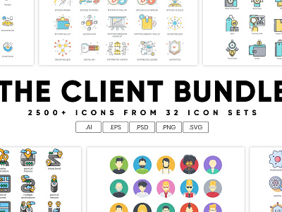2,500+ Icons - The Client Bundle animation branding concept dashboard design flat icons graphic design icon icons icons design illustration logo social media startup startup icon technology typography