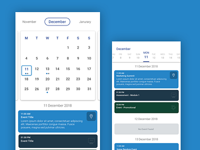 Calendar View app flat minimal typogaphy ui ui component ui design ui elements ui pack ux ux design
