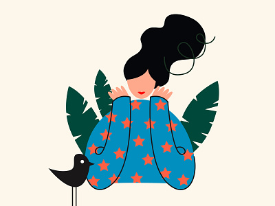 Dreamy girl abstract design dream girl illustration plant vector