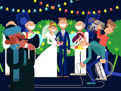 Egyptian Wedding, Zaffah art band bride cameraman character design design egypt egyptian flat folk groom illustration motiongraphic motiongraphics vector wedding zaffah