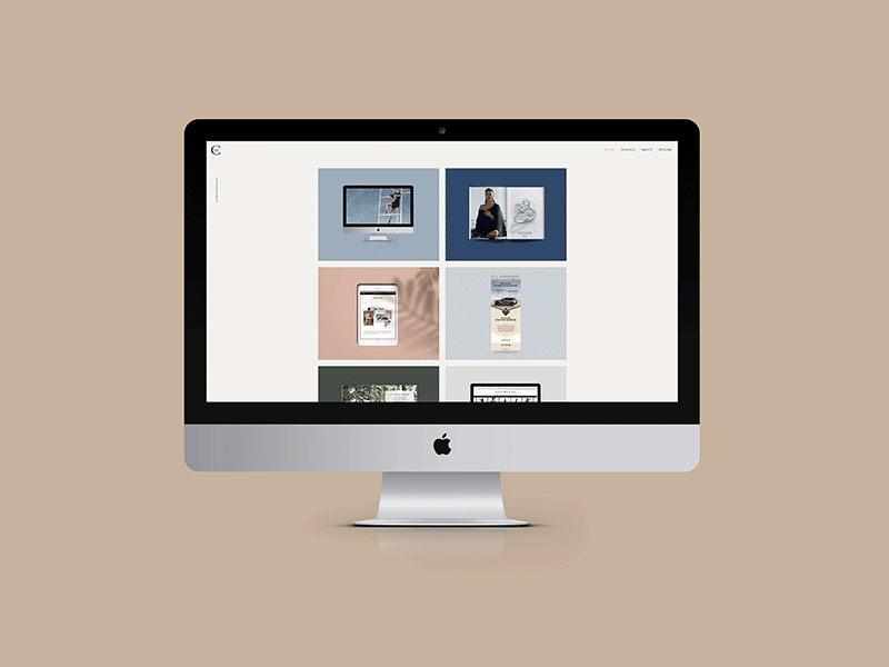 Shot #6424769 brochure design earthy gallery gif landing page layout mockup palette portfolio web design