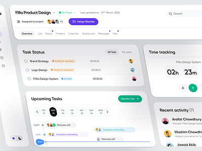 Project Management - Components UI assign task calendar card component design system designsystem filllo management project project management projects saas saas product task status task tracker tasks team management tracking app ui components ui design