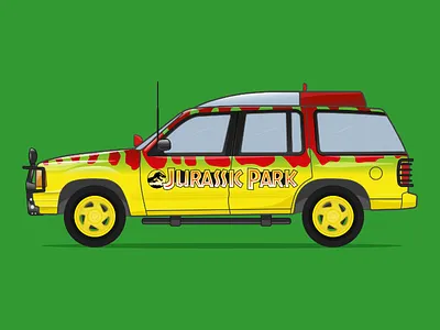 Jurrasic Park Car Illustration car illustration ford ford explorer jurrasic park jurrasic park illustration jurrasic park print movie car