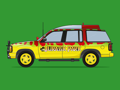 Jurrasic Park Car Illustration car illustration ford ford explorer jurrasic park jurrasic park illustration jurrasic park print movie car