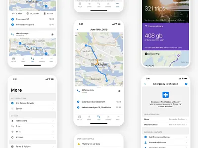 Spark Design Screens app car car app car trip design emergency notification ios mobile product design smart car trip trips ui user interface ux year in review