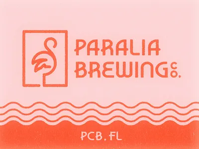 Paralia Brewing Co. beach beer branding brewery design flamingo illustrator logo palm tree photoshop texture vintage waves