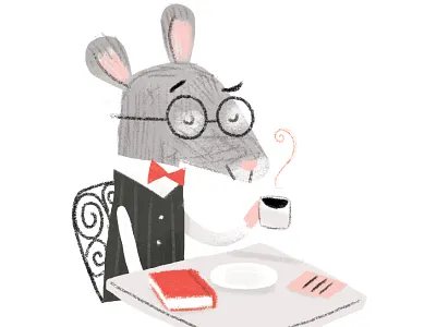 Mouse Cafe cafe coffee digital illustration limited color minimal mouse