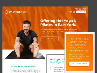 One Tiger Yoga & Pilates adaptive clean css fitness pilates responsive tiger ui ux yoga