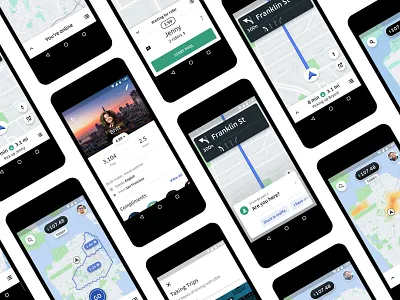 Building Together cards ui chat directions driver driver app gps map pool profile profile card