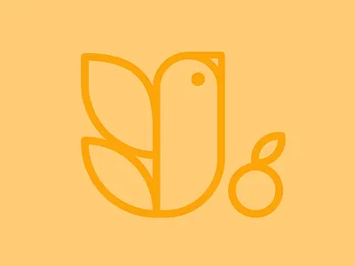 YUNO Logo bird dot fruit juice line art logo logo monogram orange orange juice y