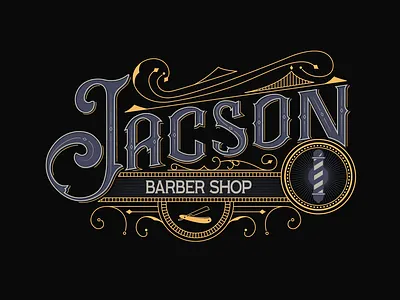 Logo - Jacson Barber Shop barber shop brand color illustration lettering lettering art logo tupography vector visual