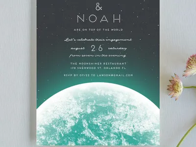 On Top of the World engagement party invitation for Minted couple earth engaged engagement fiance invitation minted on top of the world planet space stationery wedding world