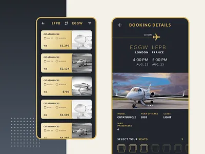 Private Jet Booking Mobile App android app application application design booking app cards ui clean dark app dark background design flatdesign flight booking ios jet lato material minimal ui