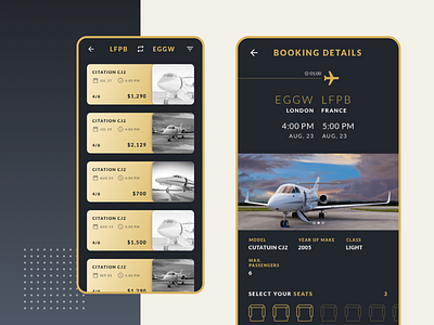 Private Jet Booking Mobile App android app application application design booking app cards ui clean dark app dark background design flatdesign flight booking ios jet lato material minimal ui