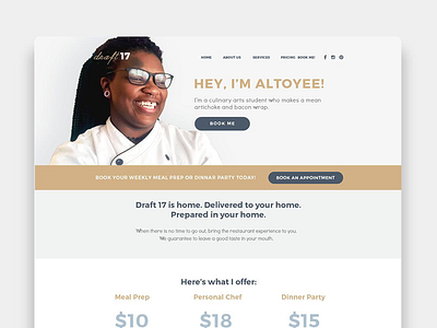 Draft17 Private Chef & Catering Homepage catering website graphic design private chef ui design web design