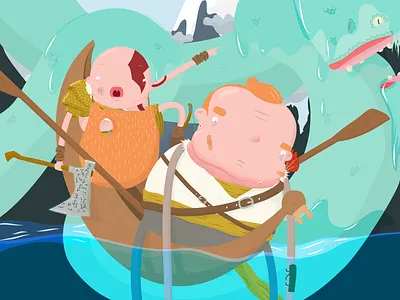 b o u y ! adventure affinity designer cartoon fan art god of war illustration vector