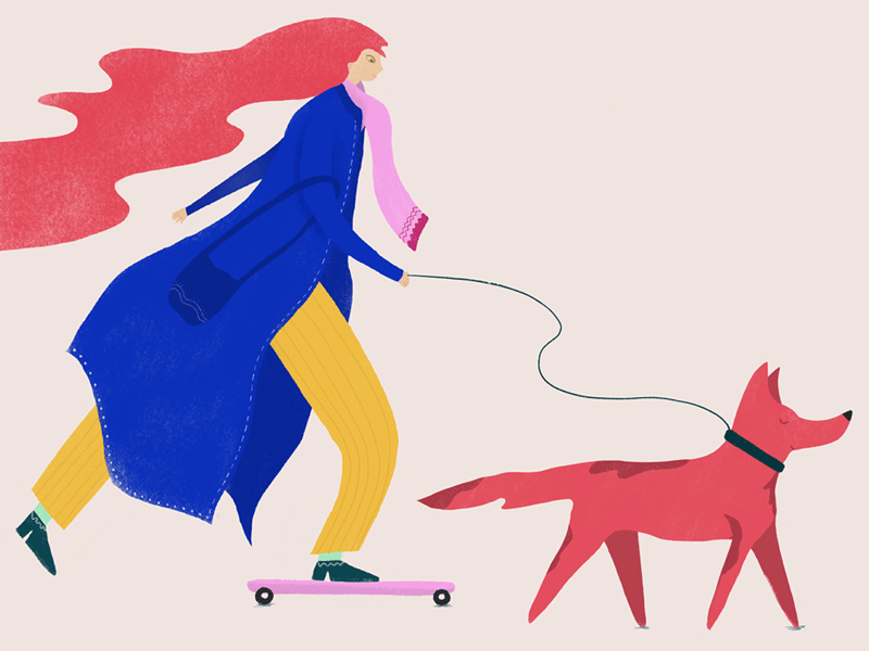 Walking the Dog animation character design illustration motion photoshop procreate whimsical