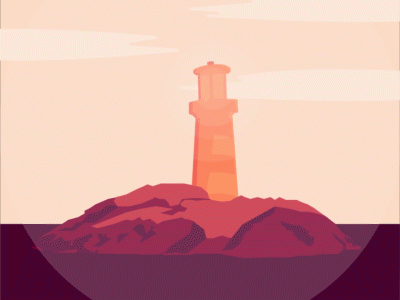 Lighthouse at dawn (inspired by Firewatch) 2d animation adobe after effects after effects flat design flat animation flat illustration loop motion design motion graphics