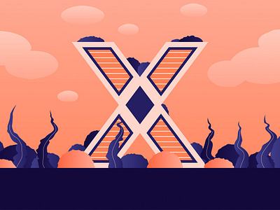 36 Days Of Type — X 36daysoftype clean flat geometric gradient graphic house illustration illustrator texture vector