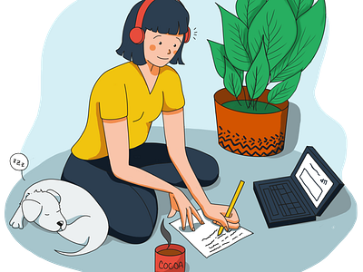 Studying. art challenge charachter design cute adorable cute art design girl girl boss girl character girl illustration illistration minimal art