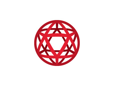 Ikosaeder Logo 3d design geometric globe icosahedron logo logomark mark mathematical network orb polygon red sphere symmetrical triangle vector