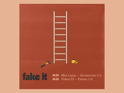 Fake It Weekender Flyer band construction hammer illustration ladder minimal music texture textured tour vintage