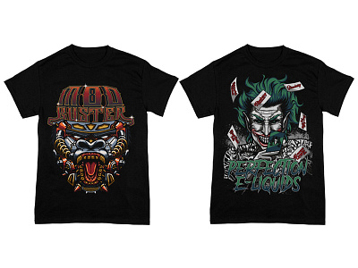 MOD BUSTER & PRERFECTION E-LIQUIDS apparel apparel design branding clothing clothing brand clothing company clothing design clothing label design gorilla illustration illustration digital illustrator art joker merch design merchandise design tshirt design tshirt graphics typography vector