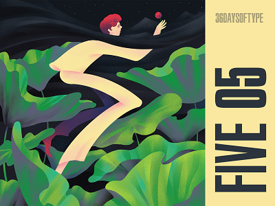 F I V E - 0 5 36daysoftype 5 art five hiwow illustration series