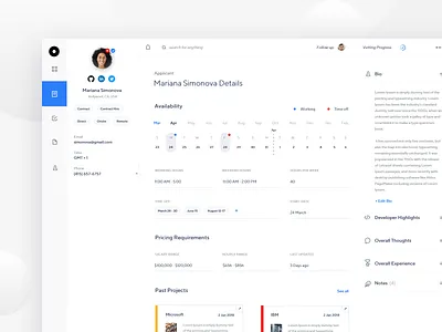Developer Job Profile app apply clean code coder dashboard design developer interface job cv job search minimal page profile search simple ui ux web website