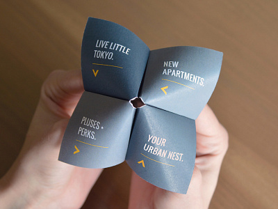 Wakaba LA apartments cootie catcher flyer fold foldable fortune teller little tokyo marketing origami print unique