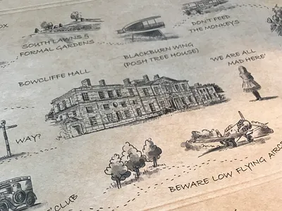 Map drawing black and white buildings drawing drivers club envelope illustration map plane print venue wedding