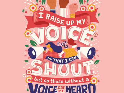 Raise Your Voice empowered women feminism feminist girl power hand lettering handwritten type illustration inspirational lettering strong females typography women empowerment word art