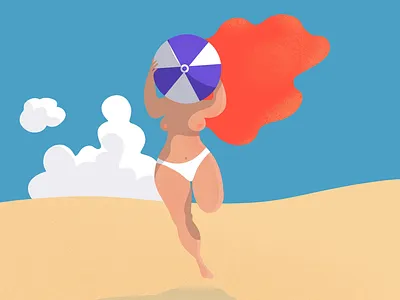 Beach fun ⛱🏐 balloon beach character digital art digital illustration illustration model pinup procreate summer