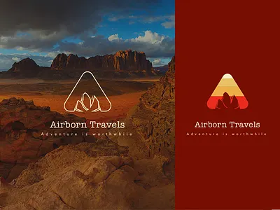 Airborn Travels Logo adventure branding clean design illustration jordan letter logo logo sketch traveling typography valley vector visit jordan wadi rum