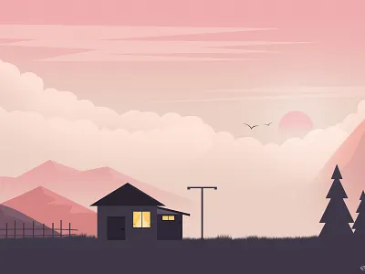 Home Illustration Landscape cloud design flying bird hill illustration landscape landscape design mountain sky srabon arafat sun tree vector