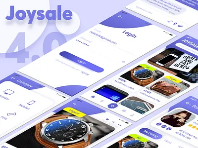 E-commerce App UI (joysale 4.0 update) app app design blue and white buy categories chat clean ecommerce login marketplace mobile mobile app product sell ui ux white