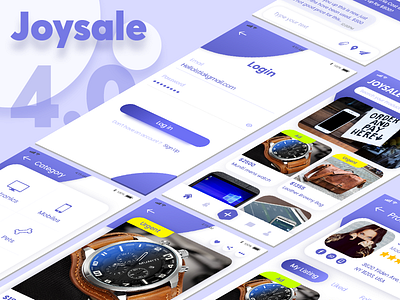 E-commerce App UI (joysale 4.0 update) app app design blue and white buy categories chat clean ecommerce login marketplace mobile mobile app product sell ui ux white