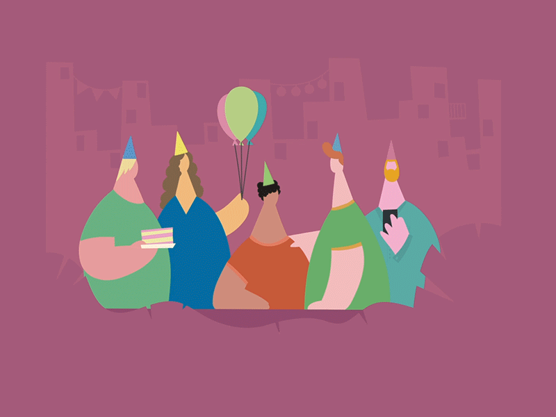 Meet the crew 2d animation birthday cel character design flat fram by frame gif illustration loop