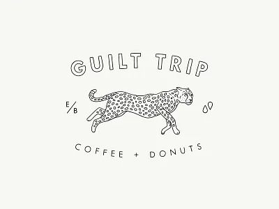 Guilt Trip Coffee + Donuts Cheetah Seal belfast branding cheetah coffee donuts hand illustrated identity illustration logo design seal vintage