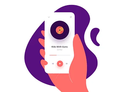 Vinyl Player Illustration app illistration ios iosapp iphone mobile music player sketch ui vinyl