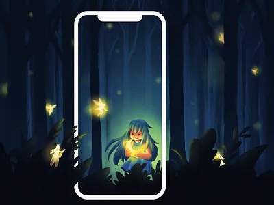Light of forest art cartoon design illustration