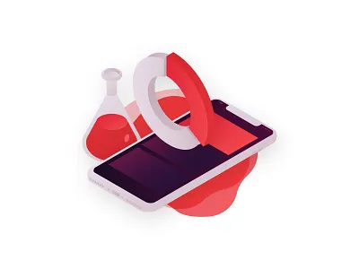 Testing Phase Illustration chart design flask gradient graph graphic icons illustration iphone isometric lab laboratory phone test testing vector