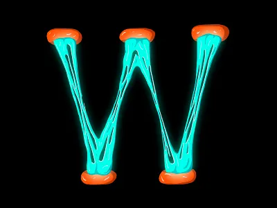 W 36 days of type alien design drip glow hand lettering handlettering illustration lettering liquid liquid type nature neon organic stretch tear w