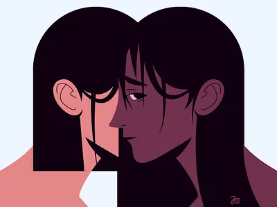 Together alone character character design design eyes face girl hair illustration people vector woman women