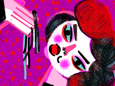 angry hungry colorful dinner dots eat eating face hungry illustration joyful pasta portrait soaghetti woman