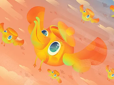 Tea Time! adventure birds character clouds digital fly gradient illustration pixelmator sky tea tea cup vibrant