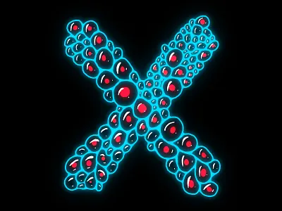 X 36 days of type alien bubbles connection design eggs eyes hand lettering handlettering illustration lettering nature neon organic x