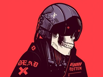 Cyberpunk adobe cartoon character design digital draw graphic design illustration illustration digital illustrator skull stay rotten texture typography vector vector art